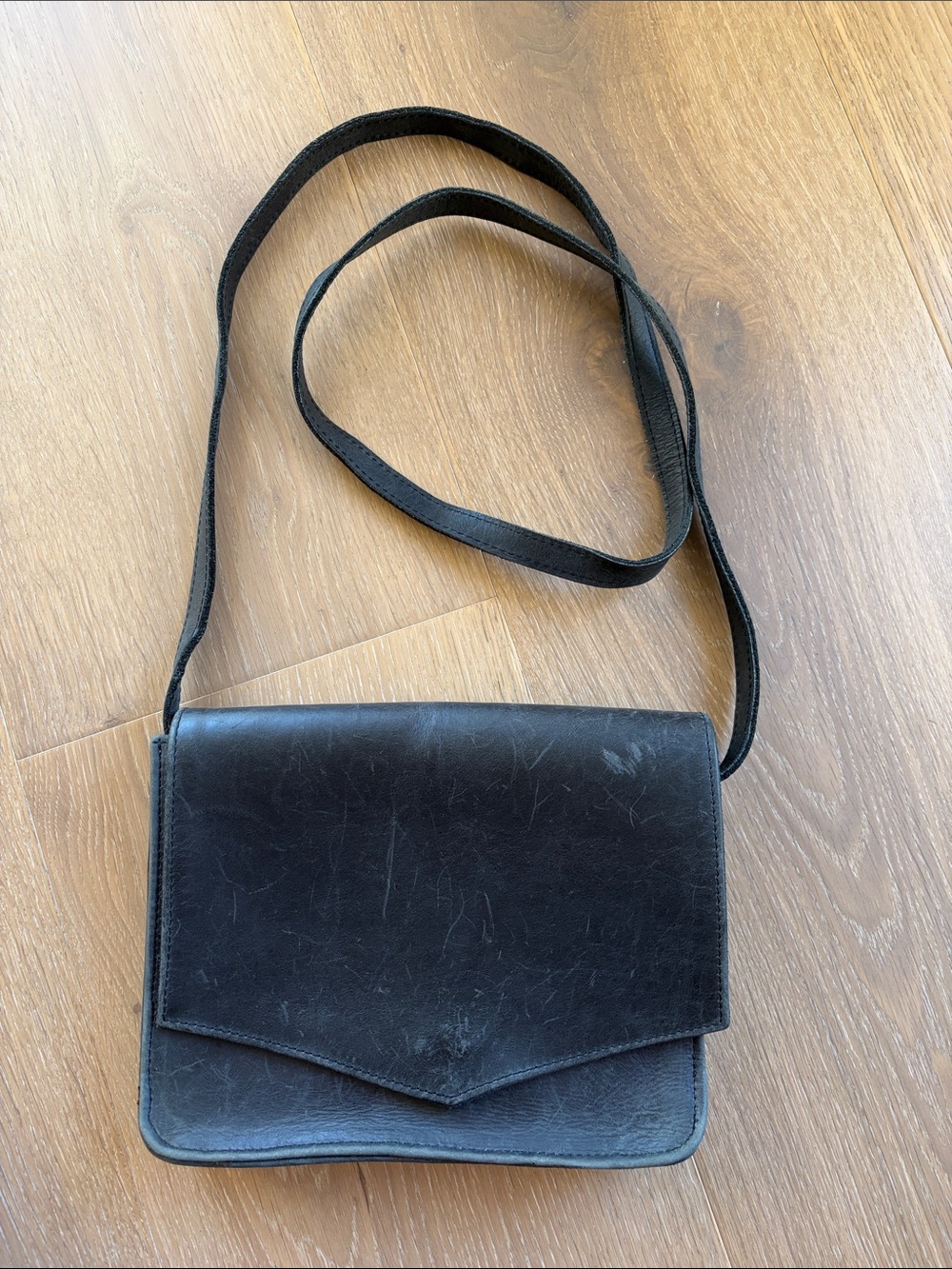 ABLE Classic Black Leather Crossbody Bag